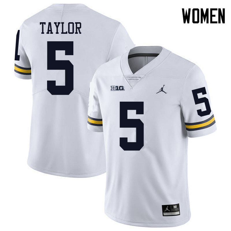 Jordan Brand Women #5 Kurt Taylor Michigan Wolverines College Football Jerseys Sale-White